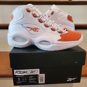 NIB Reebok Question Mid Allen Iverson Orange toe white sz 8, 9 or 11.5